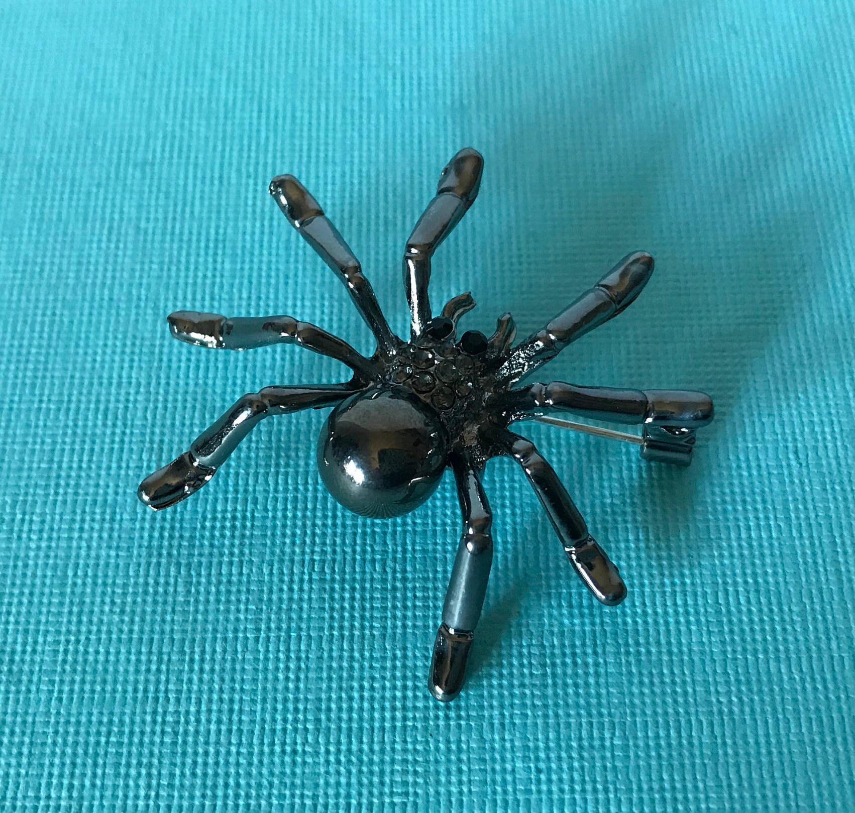 Black Rhinestone Spider Pin Halloween Spider Pin Spider Etsy
