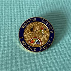 Vintage masonic brooch, Eastern Star pin, A masonic family working together pin, rainbow girls, OES, Eastern star jewelry, freemason pin