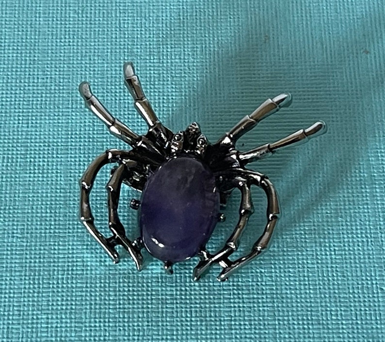 Amethyst spider brooch, tarantula brooch, wedding spider, spider jewelry, purple spider pin, lucky spider, tarantula pin, amethyst spider image 2