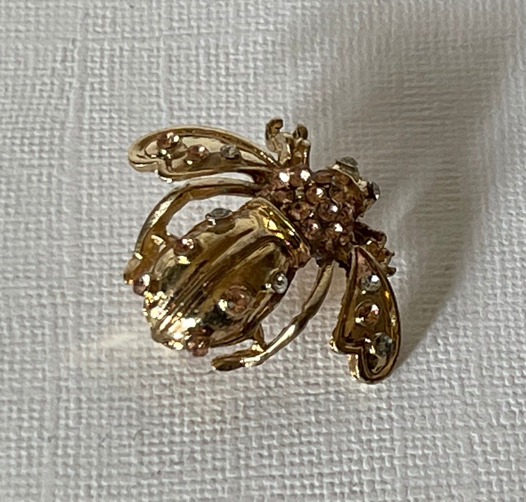 Vintage Pink Rhinestone Bee Pin Pink and Gold Bee Pin Insect - Etsy