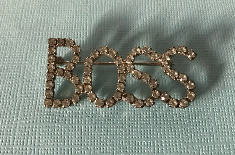 Vintage rhinestone boss brooch silver boss boss pin Vintage boss pin supervisor pin gifts for Boss/' day manager pin Boss/' Day gifts