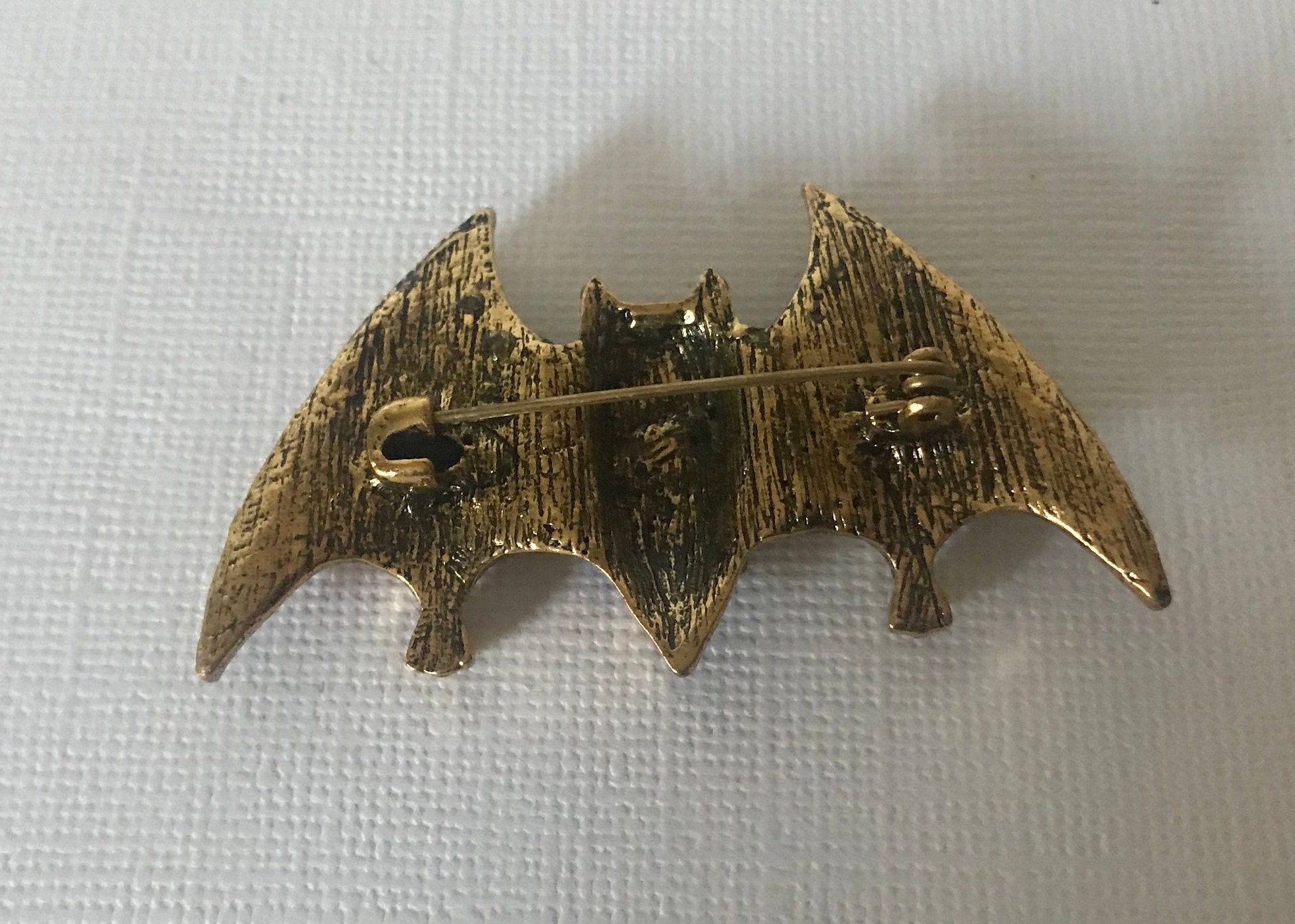 Rhinestone bat pin bat brooch black bat pin Halloween pin Etsy