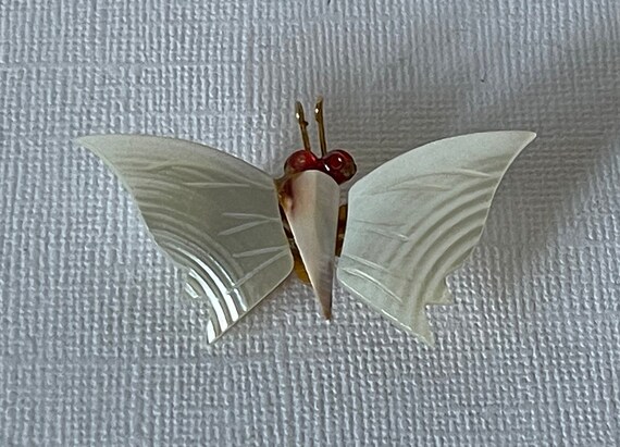 white butterfly, pin, mop butterfly pin, mother o… - image 3