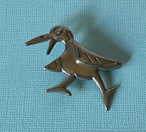 Vintage silver tone bird pin, bird brooch, bird j… - image 3