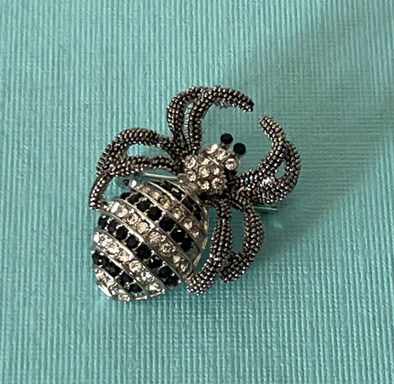 Retro 1940s Tarantula Spider Old Cut Pave Diamond Brooch Silver