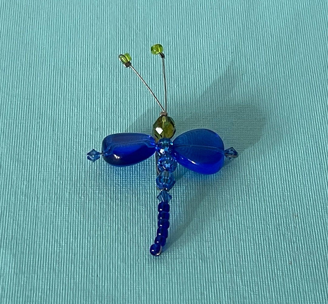Broche Libellule Grise Noire - Perles Brodées Irisées Bleu Violet - Bijou Fantaisie