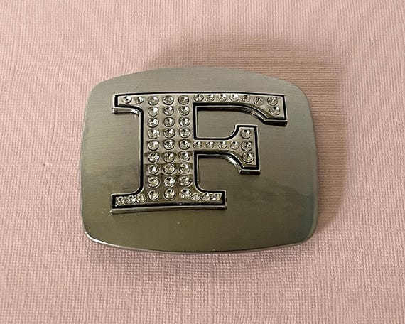 Letter F Belt Buckle, Monogram F Belt Buckle, Rhinestone F 