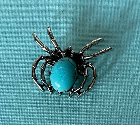 Blue spider pin, turquoise spider pin, spider jew… - image 1