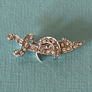 Shriner Scimitar sword, brooch, Shriner brooch, rhinestone shriner brooch, shriner jewelry, sword pin, silver shriner pin, scimitar brooch