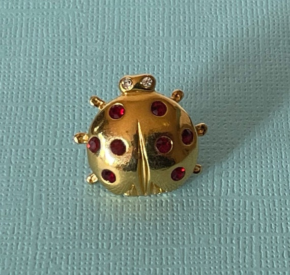 Rhinestone lady bug pin, gold lady bug pin, ladyb… - image 3