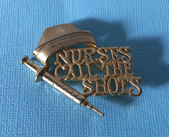 Signed Danecraft Nurses call the shots brooch, gi… - image 8