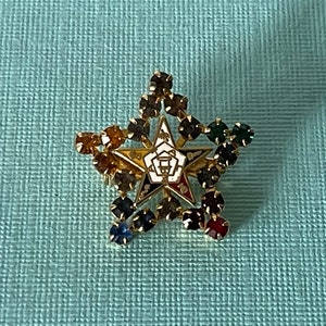 Vintage Order of the Eastern Star brooch, OES star brooch, rhinestone Eastern Star pin, Oes brooch vintage, Eastern Star jewelry, OES brooch