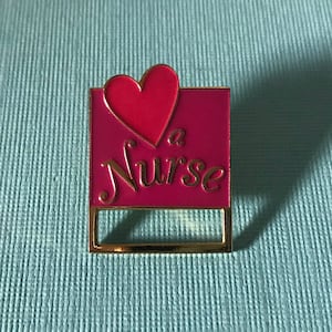 Vintage nurse brooch, nurse jewelry, nurse lapel pin, gifts for nurses, love a nurse, pink nurse pin, nurse gifts, first responder
