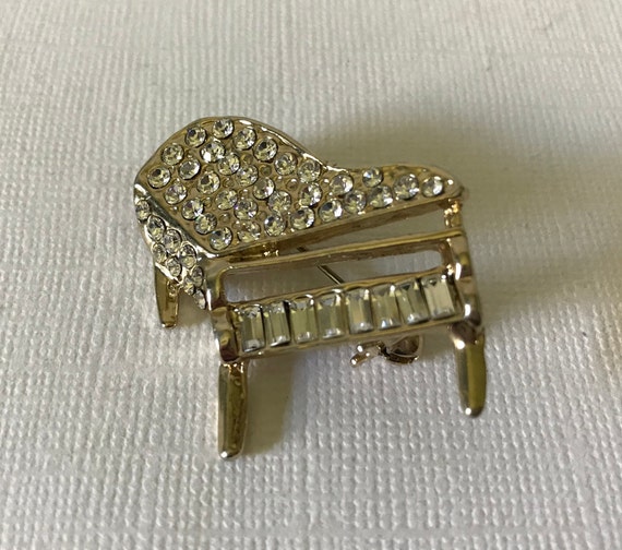 Vintage rhinestone piano pin, vintage piano brooc… - image 4