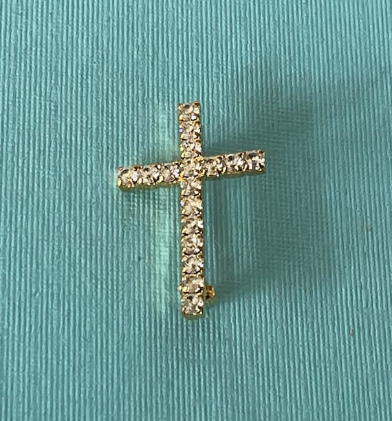 Vintage cross brooch, religious jewelry, Christian