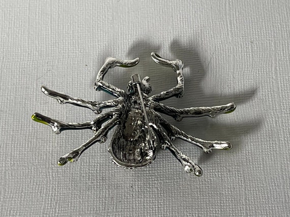 Large spider brooch, rhinestone spider pin, taran… - image 6