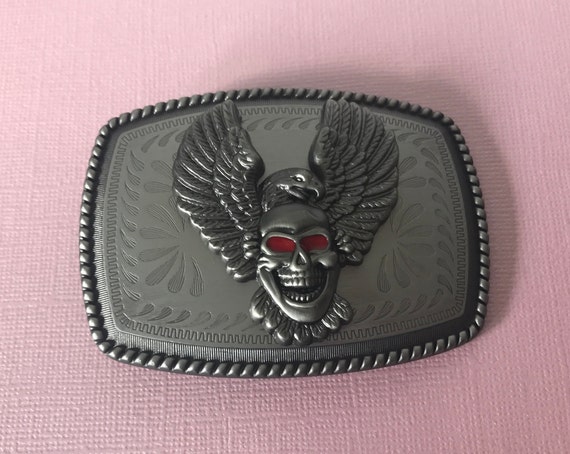 Vintage "new" skull and eagle belt buckle, skull … - image 7