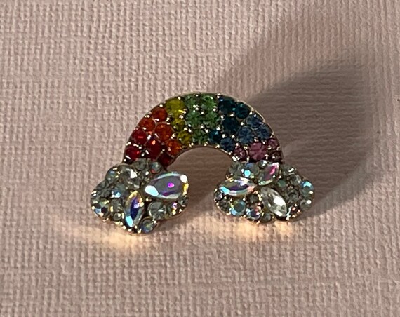 Rhinestone rainbow brooch, rainbow jewelry, rainb… - image 2