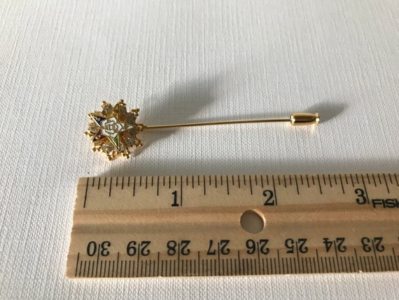 Vintage rhinestone Eastern Star stick pin, aurora… - image 10