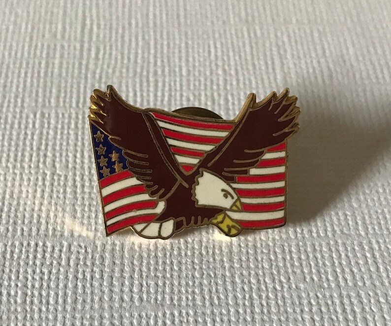 biker pin patriotic jewelry patriotic brooch eagle lapel pin American eagle pin tie tack USA MAGA Vintage American flag lapel pin