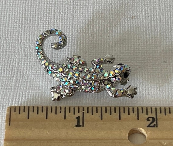 Vintage rhinestone lizard pin, lizard brooch, rep… - image 5