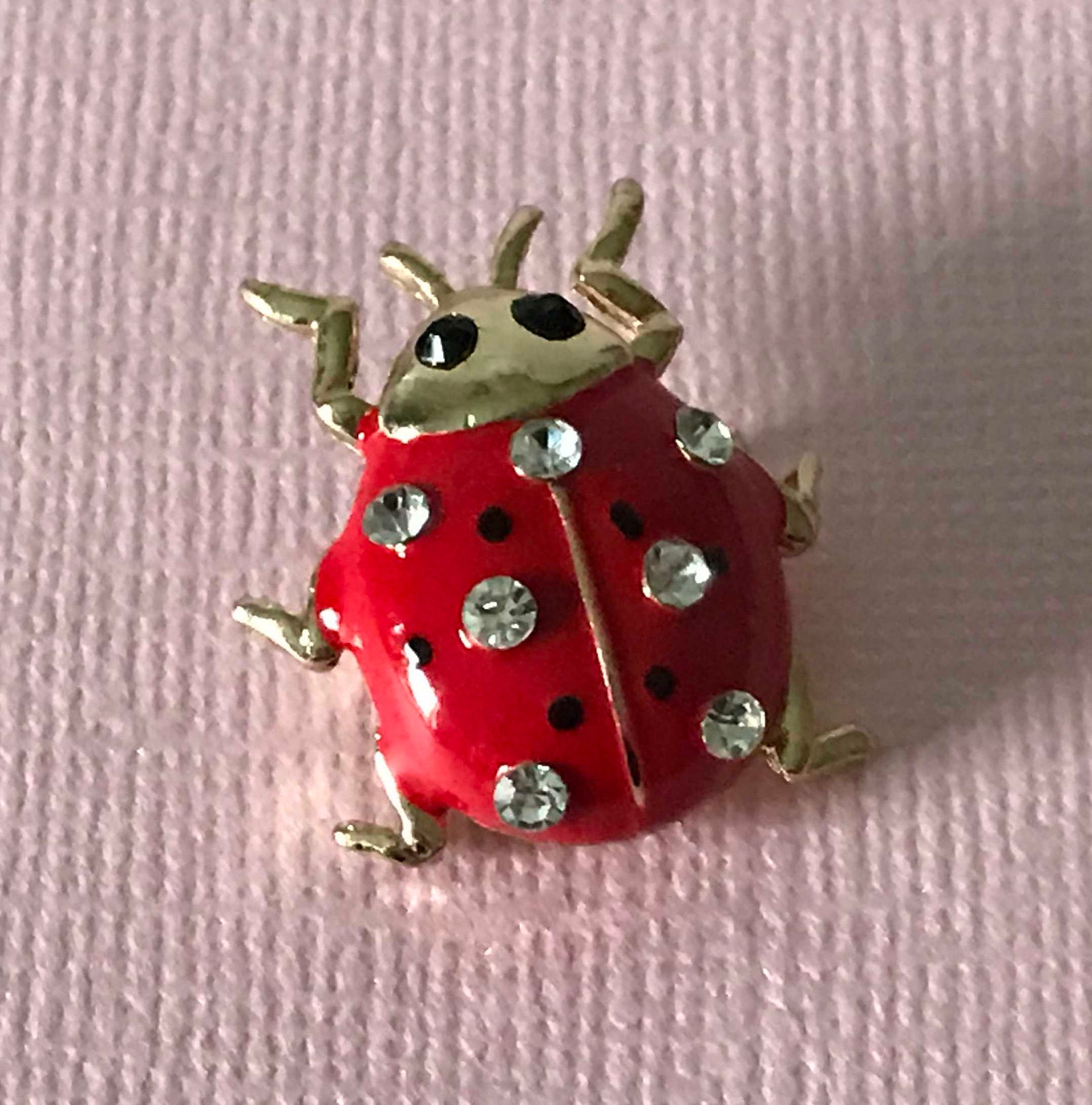 Rhinestone lady bug pin ladybug brooch lady bug pin red Etsy