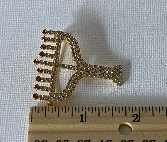 Vintage rhinestone menorah pin, Jewish pin, rhine… - image 4