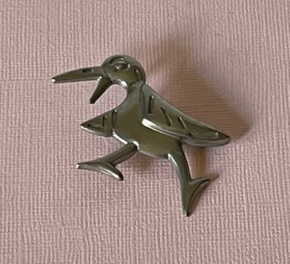 Vintage silver tone bird pin, bird brooch, bird j… - image 1