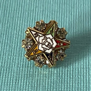 Pequeño broche vintage de la Estrella del Este, broche de la Estrella del Este de pedrería de aurora boreal, alfiler de la Pequeña Orden de la Estrella del Este, joyería de la Estrella del Este