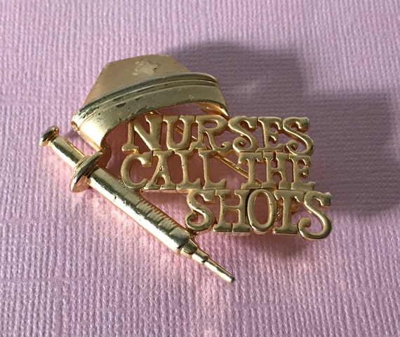 Signed Danecraft Nurses call the shots brooch, gi… - image 1