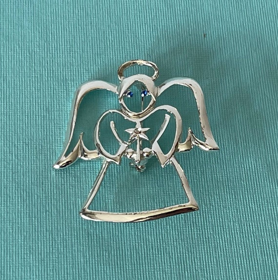 Large vintage angel with halo pin, angel pin, ang… - image 3