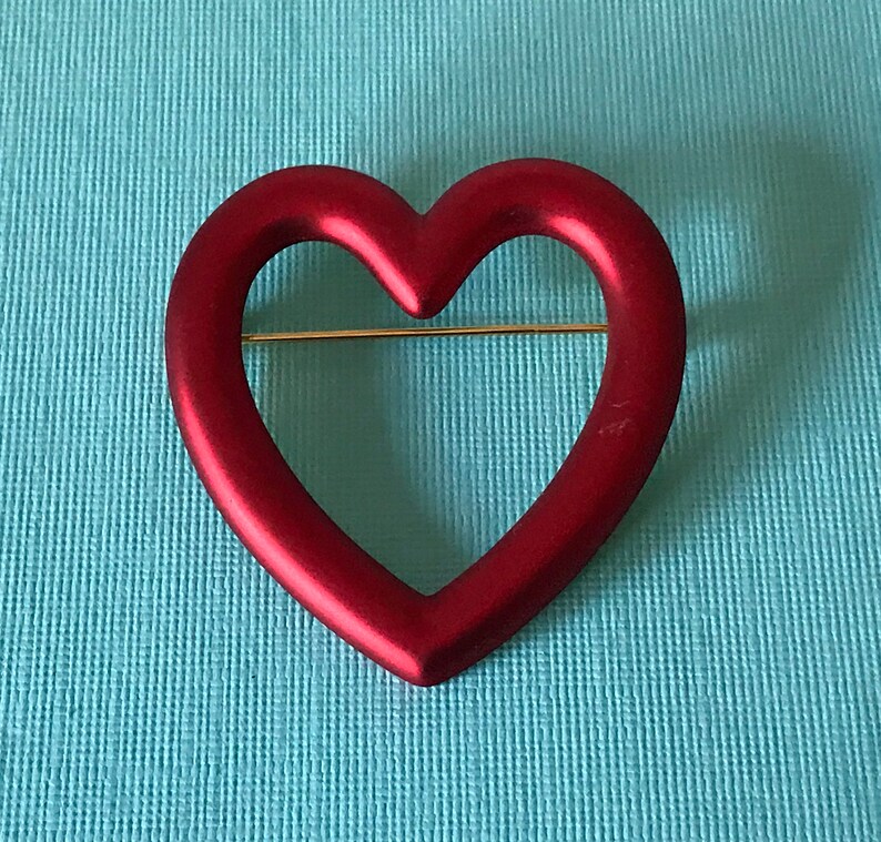 Vintage red heart brooch Valentine's pin heart pin image 0