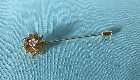 Vintage rhinestone Eastern Star stick pin, aurora… - image 1