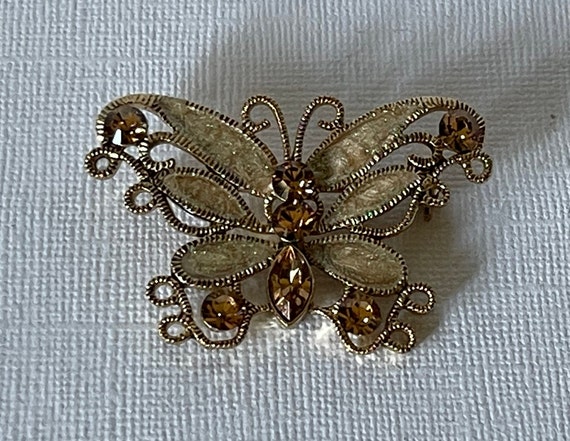 Vintage rhinestone butterfly pin, rhinestone butt… - image 3