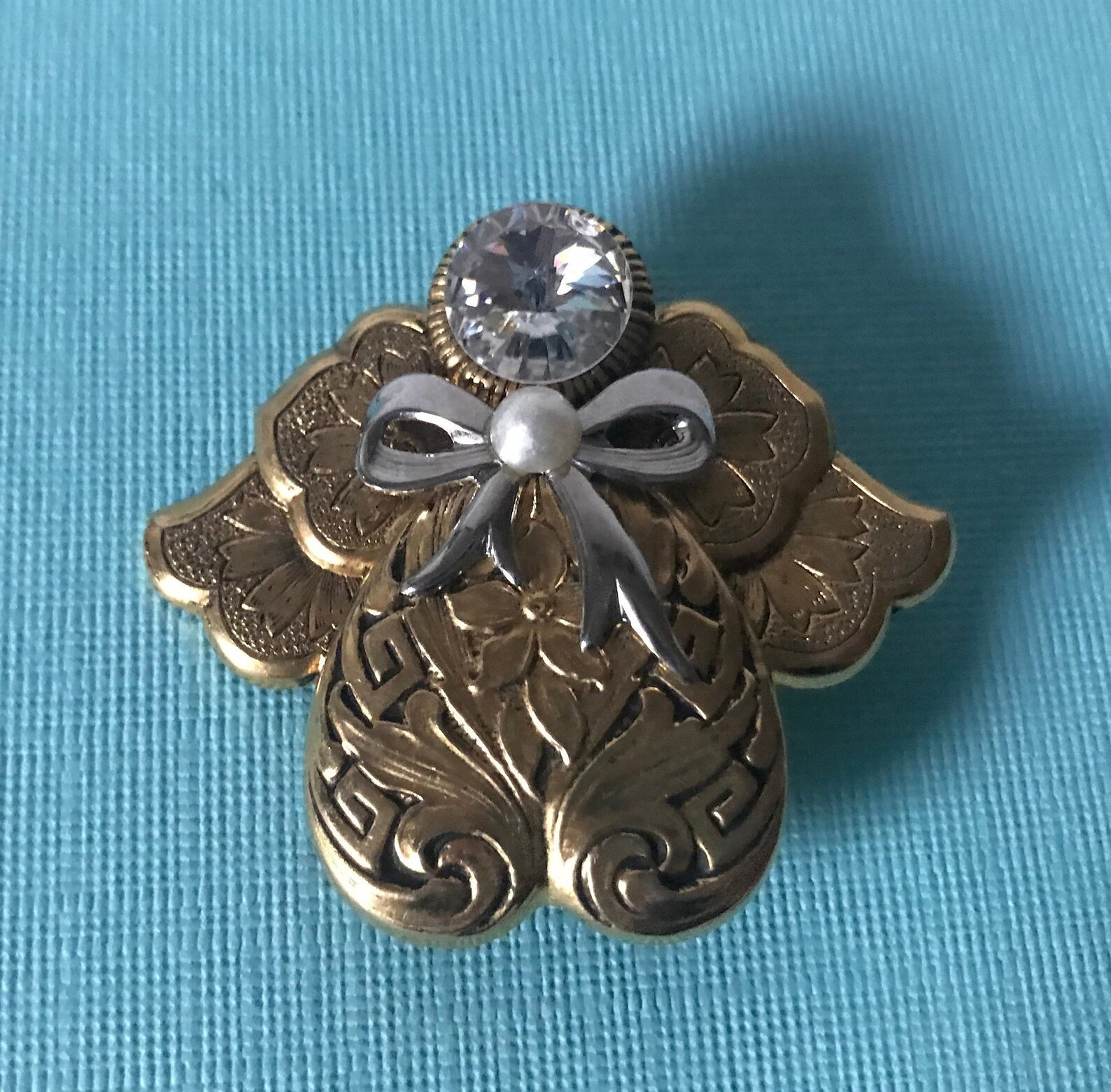 Vintage gold and silver angel pin rhinestone angel pin Etsy