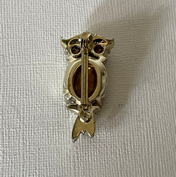 Vintage rhinestone owl pin, jelly belly owl pin, … - image 5