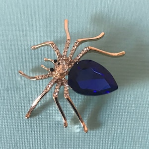 Rhinestone spider pin, spider brooch, blue rhinestone spider pin, insect pin, aurora borealis spider pin, rhinestone spider pin, bug pin