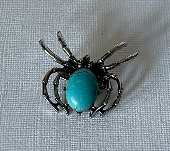 Blue spider pin, turquoise spider pin, spider jew… - image 3