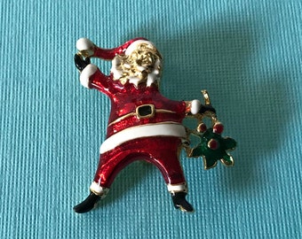 Vintage Santa brooch, Christmas brooch, ,Santa Clause pin, Santa jewelry, Christmas jewelry, Santa pin, Santa Clause brooch, vintage Santa