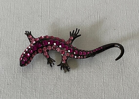 rhinestone lizard brooch, rhinestone lizard pin, … - image 4