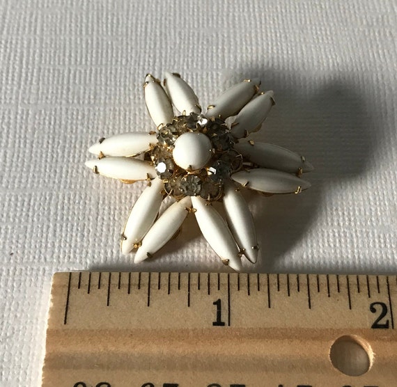 Vintage milk glass flower pin, white milk glass a… - image 5