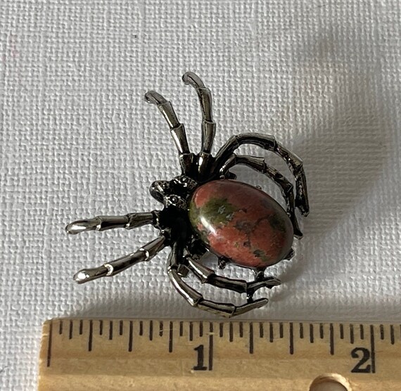 Tarantula brooch, unakite jasper spider pin, spid… - image 5