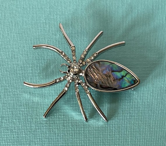 Rhinestone spider brooch, tarantula spider, Hallo… - image 1
