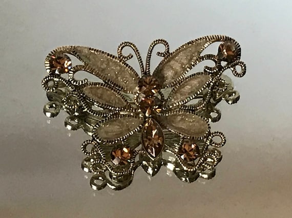 Vintage rhinestone butterfly pin, rhinestone butt… - image 2