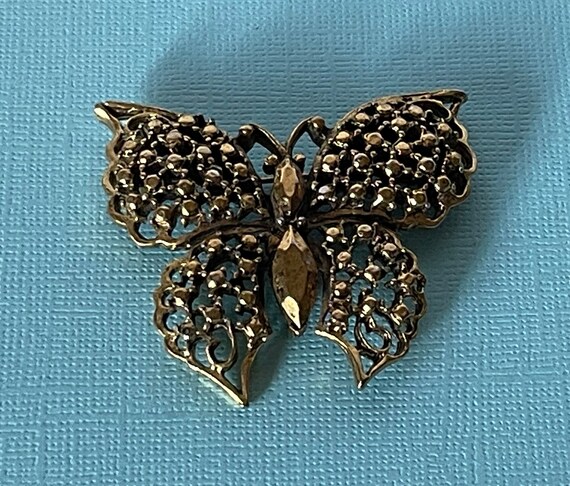 Vintage gold butterfly brooch vintage gold butter… - image 3