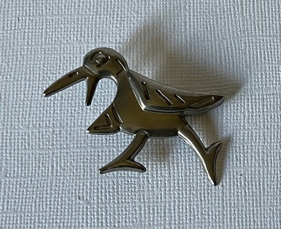 Vintage silver tone bird pin, bird brooch, bird j… - image 4