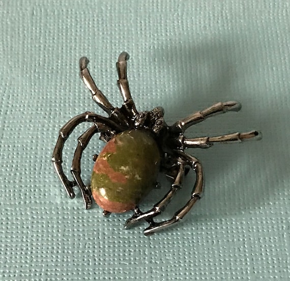 Unakite Jasper spider brooch green spider brooch,… - image 2