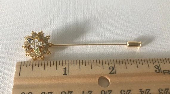 Vintage rhinestone Eastern Star stick pin, aurora… - image 3