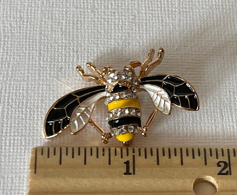Black and Yellow Rhinestone Bumble Bee Pin Bee Jewelry Bee - Etsy