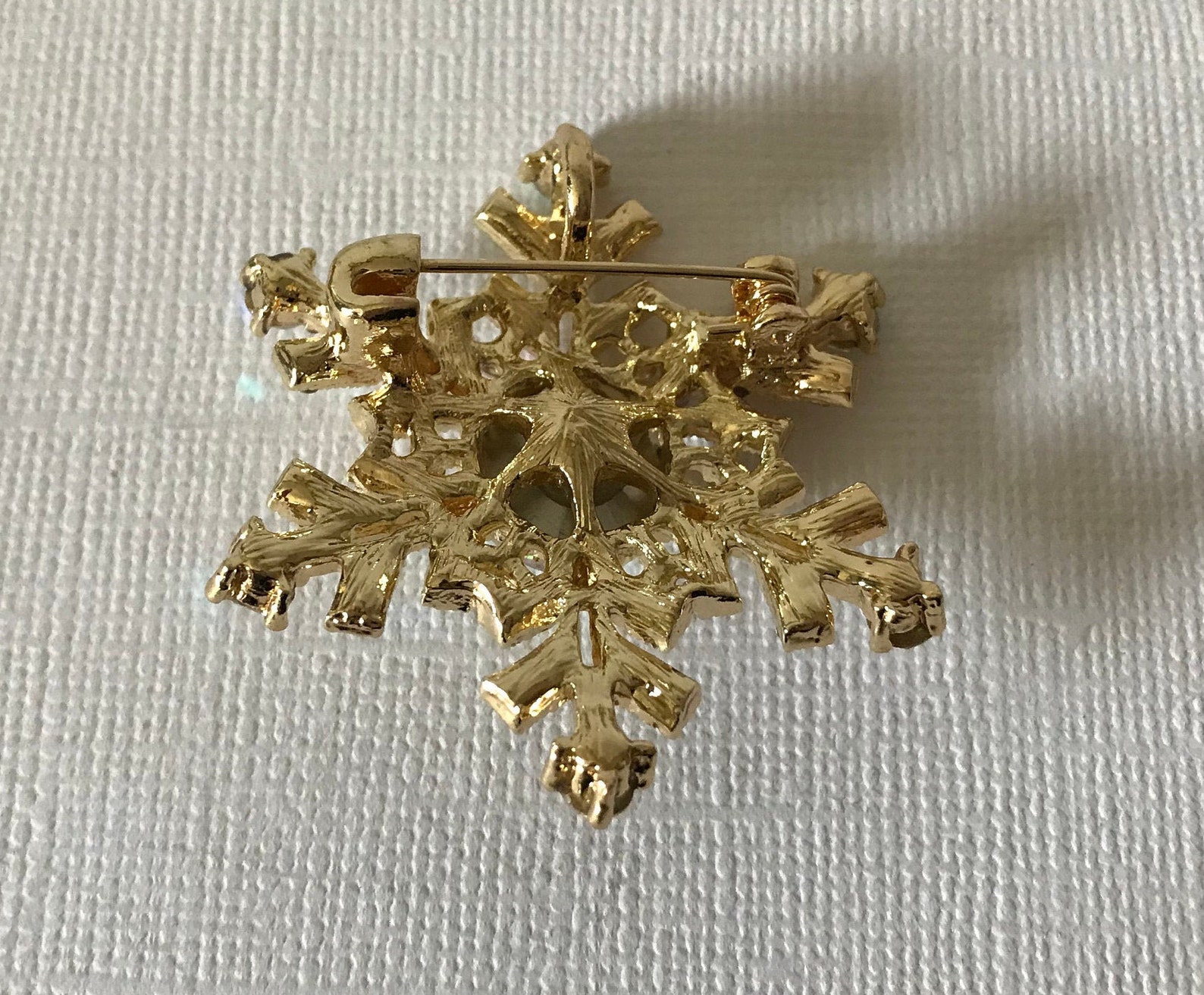 Rhinestone snowflake brooch rivoli rhinestone snowflake pin | Etsy